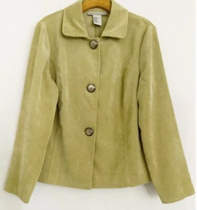 Requirements Blazer Jacket Women L Lime Green Corduroy Big Buttons 80’s Preppy - Picture 1 of 8