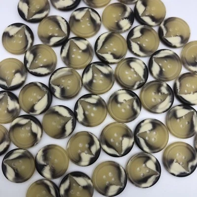 Lote De 10 Botones Redondos De Colección Beige Blanco Negro 4 Agujeros con Borde Elevado 19mm D804 Foto 1 de 4