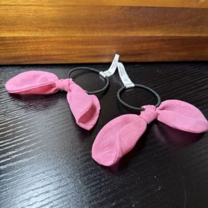 American Girl Doll 2 Hair Bows Tie Ponytail Holders Rose Soft Medium Pink - Picture 1 of 2