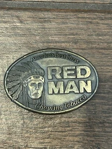 Red Man Belt Buckle 1988 Pinkerton Tobacco Co. Vintage Indian Native American - Picture 1 of 2