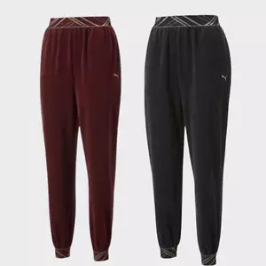 PUMA Womens Velour Tracksuit Pants Plush Trousers Joggers Sport Cuffed Bottoms - Picture 1 of 5
