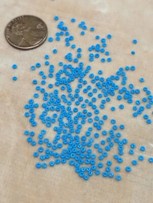 Light Turquoise Blue Opaque Micro Seed Beads African Indian Trade Murano Vintage - Image 1 of 4