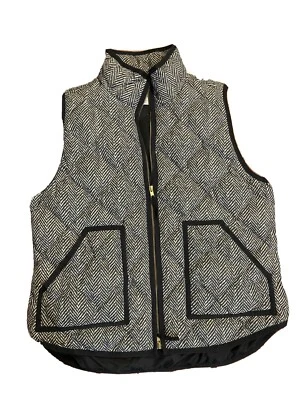 J. Chaleco acolchado de espiga Crew gris y blanco para mujer talla L Foto 1 de 4