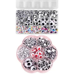 700 Self Adhesive Googly Eyes Stick On Sticky Wobbly Wiggly Craft 4mm-12mm/6-18 - Picture 1 of 14