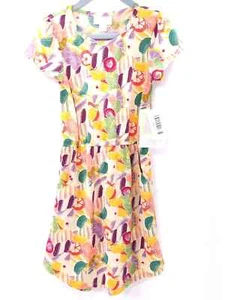 NWT LuLaRoe Mae Dress Kids Girl's Size 6 Multicolor Floral Pattern W/ 2 Pockets - Picture 1 of 9