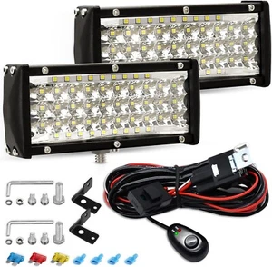 TWO PACK! 7" LED SPOT LIGHT Five Row Light Bar WITH HARNESS WIRING KIT Brand New - Picture 1 of 9