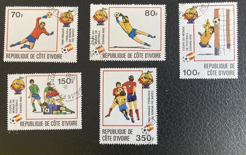 Ivory Coast: Soccer, W cup SC #600-604, complete set of 5. 1981. Lot #02-022104 Cover