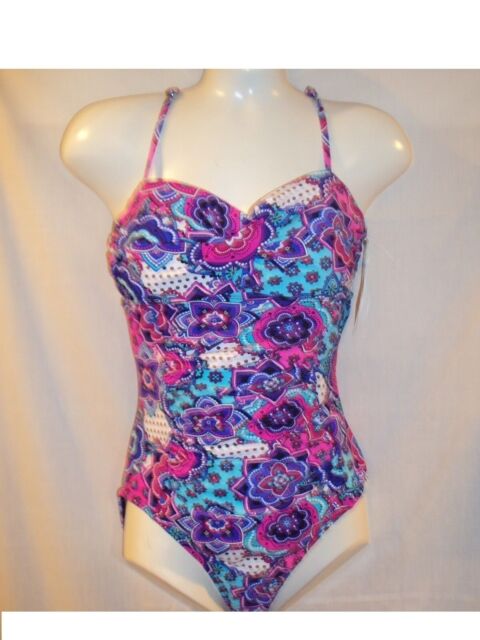 Love Your Assets by Sara Blakely Spanx Sz M One Piece Paisley Print  Swimsuit 