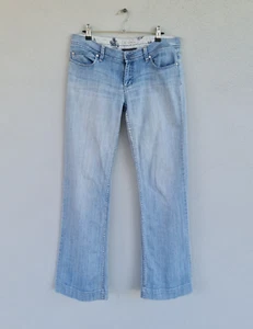 RIDERS BY LEE Size 12 14 Wide Leg Denim Jeans Light Blue Low Rise 2000's - Picture 1 of 10