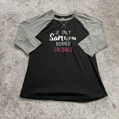 Camisa Athletic Works Juniors Grande 12/14 Gris Negra Divertida Sarcasmo Quemar Calorías Foto 1 de 4