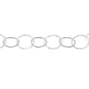 2 Foot Big Round 20mm Brushed Silver Plated Chain Small Round 18mm - Picture 1 of 3