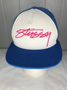 Y2K Stussy Trucker Snapback Hat 90s USA Skate Cap Streetwear Vintage Logo LA OG - Bild 1 von 5