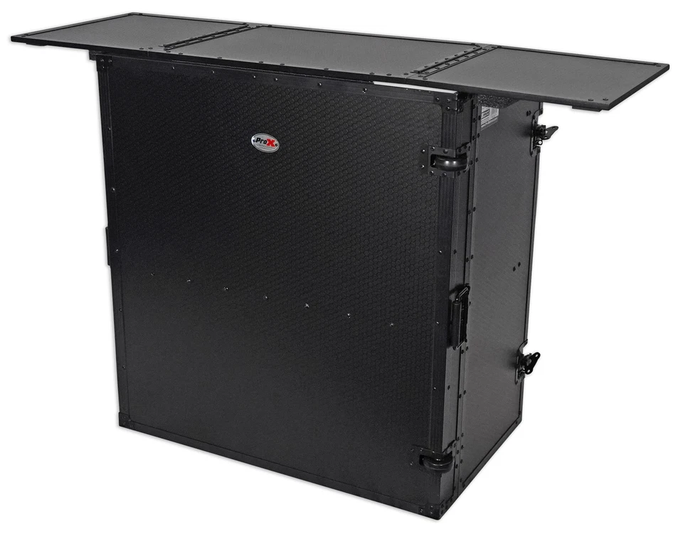 ProX XS-DJSTNBL ProX Transformer Series Fold Away DJ Performance Desk Facade with Wheels Black