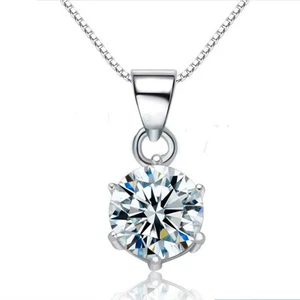 NUEVO Collar de Encaje de Plata Esterlina Gota CZ con Cuerda Negra - Imagen 1 de 2