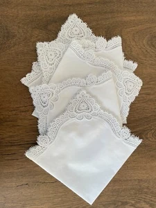 5-Piece Set Gift Lace Cotton Handkerchiefs Ladies Wedding Holiday Gifts Hankies - Picture 1 of 4