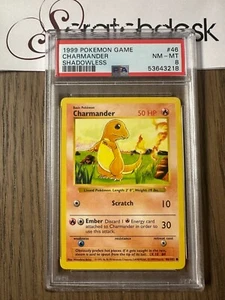 PSA 8 - Pokemon Charmander 46/102 - Shadowless Base Set - Near Mint - Bild 1 von 2