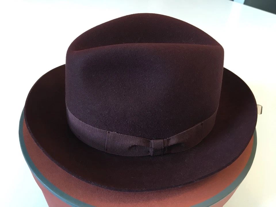 700 Loro Piana Hombre Granate Burt Cashfelt Sombrero Talla 58 cm, 22 7/8” Hecho en Italia Foto 1 de 4