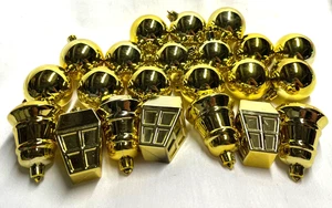 Ornaments- Plastic Gold Baubles, Lanterns and Bells- 22 pc - Picture 1 of 1