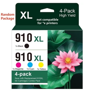 4Pack 910XL Ink Compatible for HP 910 Ink Cartridge OfficeJet Pro 8020 8015 8028 - Picture 1 of 9