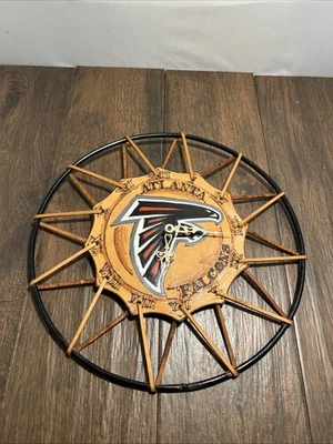 Atlanta Falcons Leather Wall Clock Decor Battery Operated Hand Made In Mexico - Image 1 of 4