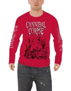Cannibal Corpse T Shirt Butchered At Birth new Official Mens Red Long Sleeve - Picture 1 of 4