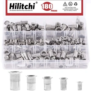 SAE Stainless Steel Rivet Nuts Threaded Insert Rivnuts (Assortment Kit-(180PCS)) - Picture 1 of 7