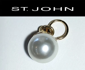 St John Knits bianco finta perla diametro 0,5 pollici cerniera cursore pull - Foto 1 di 1