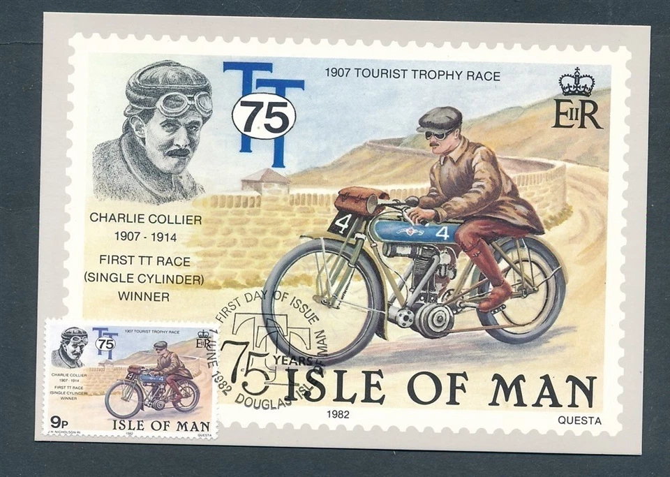 D446146 Isla de Man Tarjeta Máxima Trofeo Turístico Carrera 1982 Motocicletas Foto 1 de 1