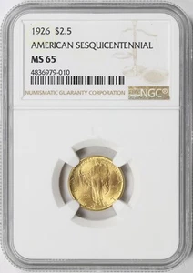 1926 $2.5 Sesquicentennial Commemorative Gold NGC MS65 - Picture 1 of 4