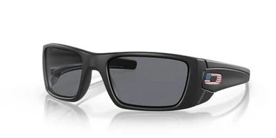 NEW Oakley SI FUEL CELL Matte BLACK USA FLAG Grey Tactical Sunglass 9096-38 - Image 1 of 4