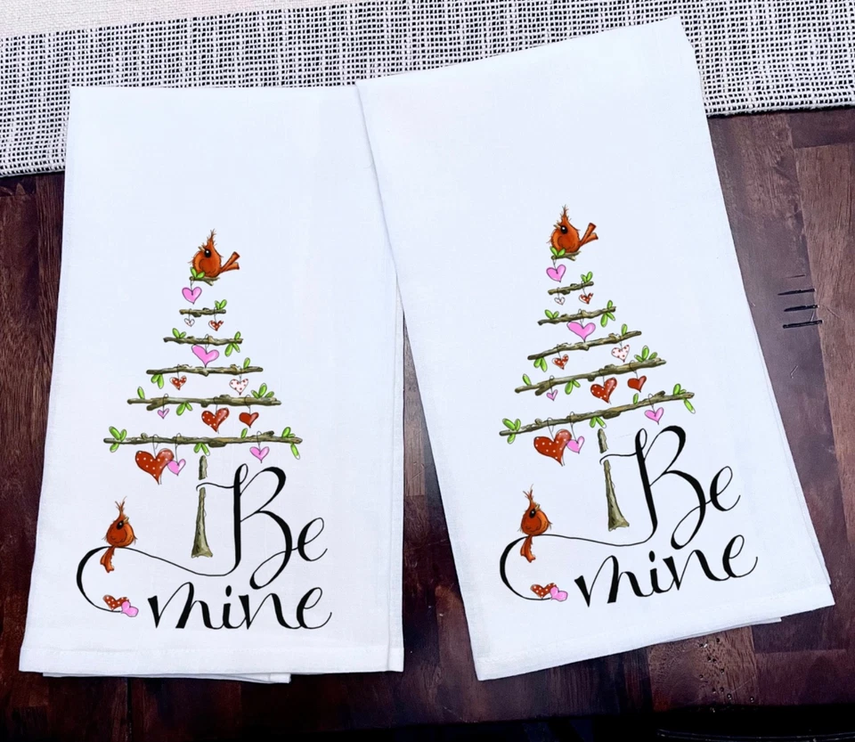 Toallas de Cocina Be Mine Día de San Valentín Juego de 2 Tintas sobre 100% Algodón Nuevo 28x28 Nuevo Foto 1 de 1