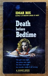 Death Before Bedtime by Edgar Box - vintage 1958 Signet crime pb, Maguire GGA - Bild 1 von 6