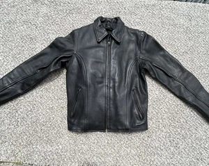 MC Leather Works Men's Black Leather Motorcycle Jacket Small Removable Liner HVY - Picture 1 of 15