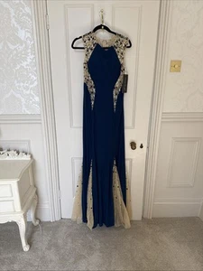 Precious Formals evening/prom Dress In Blue & Gold BNWT Size 10 RRP £350 - Picture 1 of 5