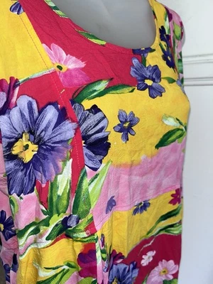 Vintage JAMS WORLD 'Hank Hanky' Floral Tank Midi Dress Pockets Pretty Pansies-M - Image 1 of 4