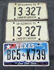 Mixed Expired License Plate Lot-Illinois, Texas