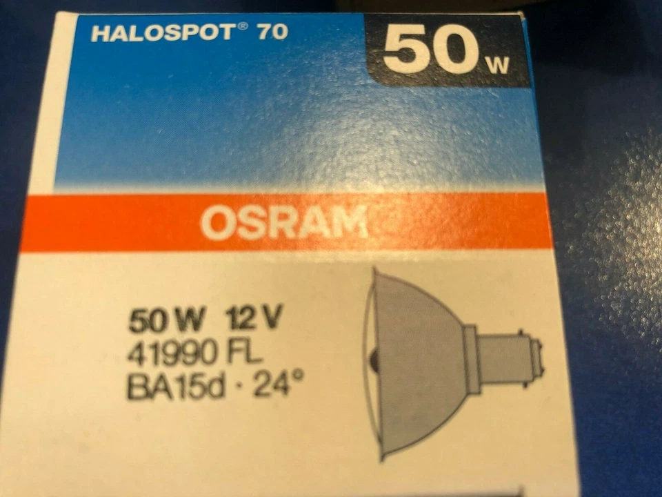 OSRAM/RADIUM HALOSPOT 70  B15d 12V 20W/50W HALOGEN SPOT FLOOD 41990 41970 41980  - Bild 1 von 4