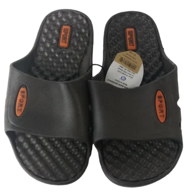 Shocked Boys Flip Flops Sports Slip-on Sandals Brown/Orange Size 1-2 LARGE - Image 1 of 4
