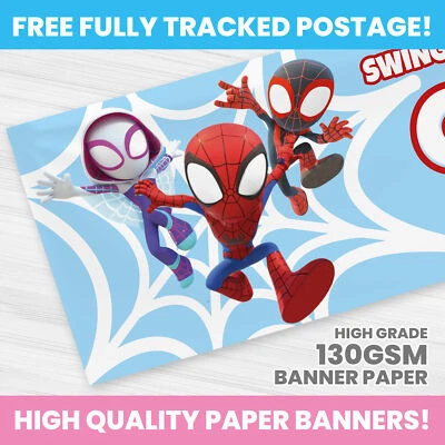SPIDERMAN PERSONALISED BIRTHDAY BANNER ANY NAME PHOTO SPIDEY PARTY BANNER - Image 1 of 3