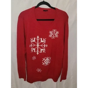 Suéter de Navidad Talbots para mujer 3X copo de nieve rojo CB3/3A - Imagen 1 de 7