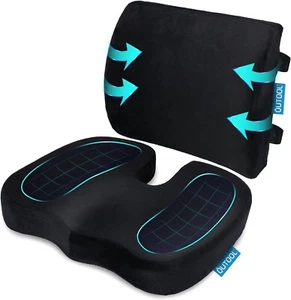 Lumbar Support Memory Foam Chair Pad and Back Cushion for Office Chair Car Seat - Picture 1 of 10