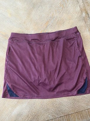 Юбка/шорты для гольфа PGA Tour бордовая клетчатая размер XL талия длина 36 дюймов с выдвижными карманами 16 дюймов - Изображение 1 из 4