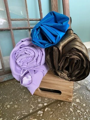 Vintage Formal Fabric Lot of 3 Taffeta Satin Crepe & Metallic 11 + yd Sewing - Image 1 of 3