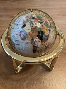 World Globe Exquisite Lapis Precious Gem stone Brass 220mm Rotating £250 - Picture 1 of 10