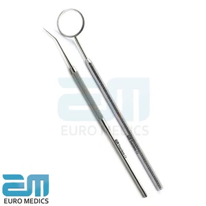 Set Of 2 Dental Dentist Explorer 554-5 Hygienist Scaler Mouth Care Mirror Handle - Picture 1 of 2