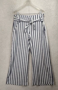 7th Avenue Design Studio NYC Women Pants 6 White Strip Hi Rise Belted Wide Leg - Picture 1 of 20