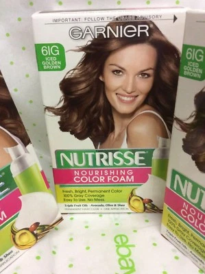 LOTE DE 3 - Garnier Nutrisse Color Nutritivo Espuma Helado Dorado Marrón #61G NUEVO. Foto 1 de 4