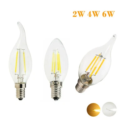 2w 4w 6w Led Filament Bulb E14 Lights 220v Edison Warm White Flame Shaped Light - Image 1 of 4