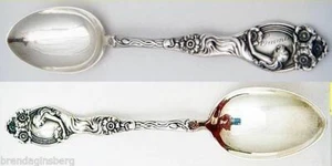 Unger Bros Silver Teaspoon Figural Maiden Reine des Fleurs Art Nouveau (5056) - Picture 1 of 4