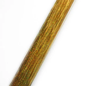 600 Strand Silk Hair Tinsel Shinning Golden Extension Highlights olografici - Foto 1 di 6